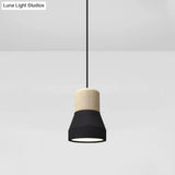 Cement Bottle Small Hanging Lamp Macaron Single Red/Grey/Green Ceiling Pendant Light With Wood Top