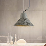 Cement Hanging Light Pendant In Grey - 1 Bulb 8’/12’ Width Ideal For Restaurants / 12’
