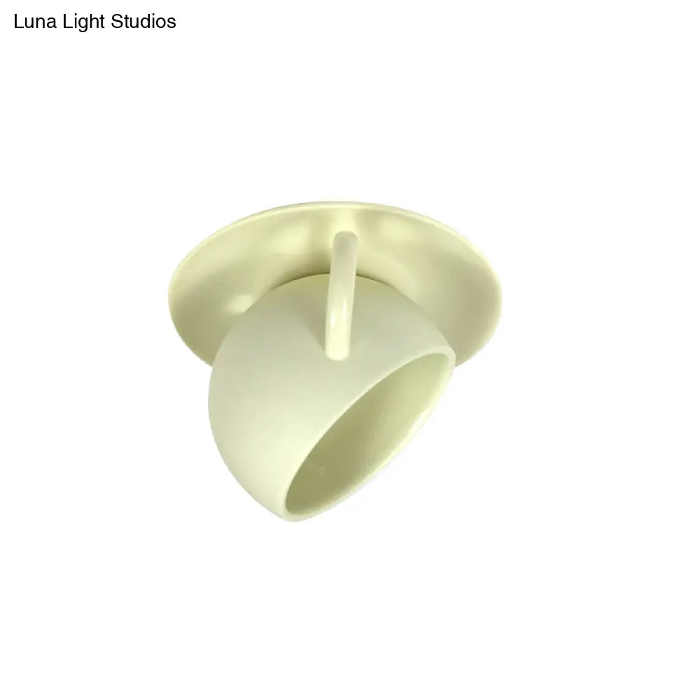 Ceramic Coffee Cup Flush Mount Ceiling Lamp - Rotatable Led Light In White/Grey/Blue
