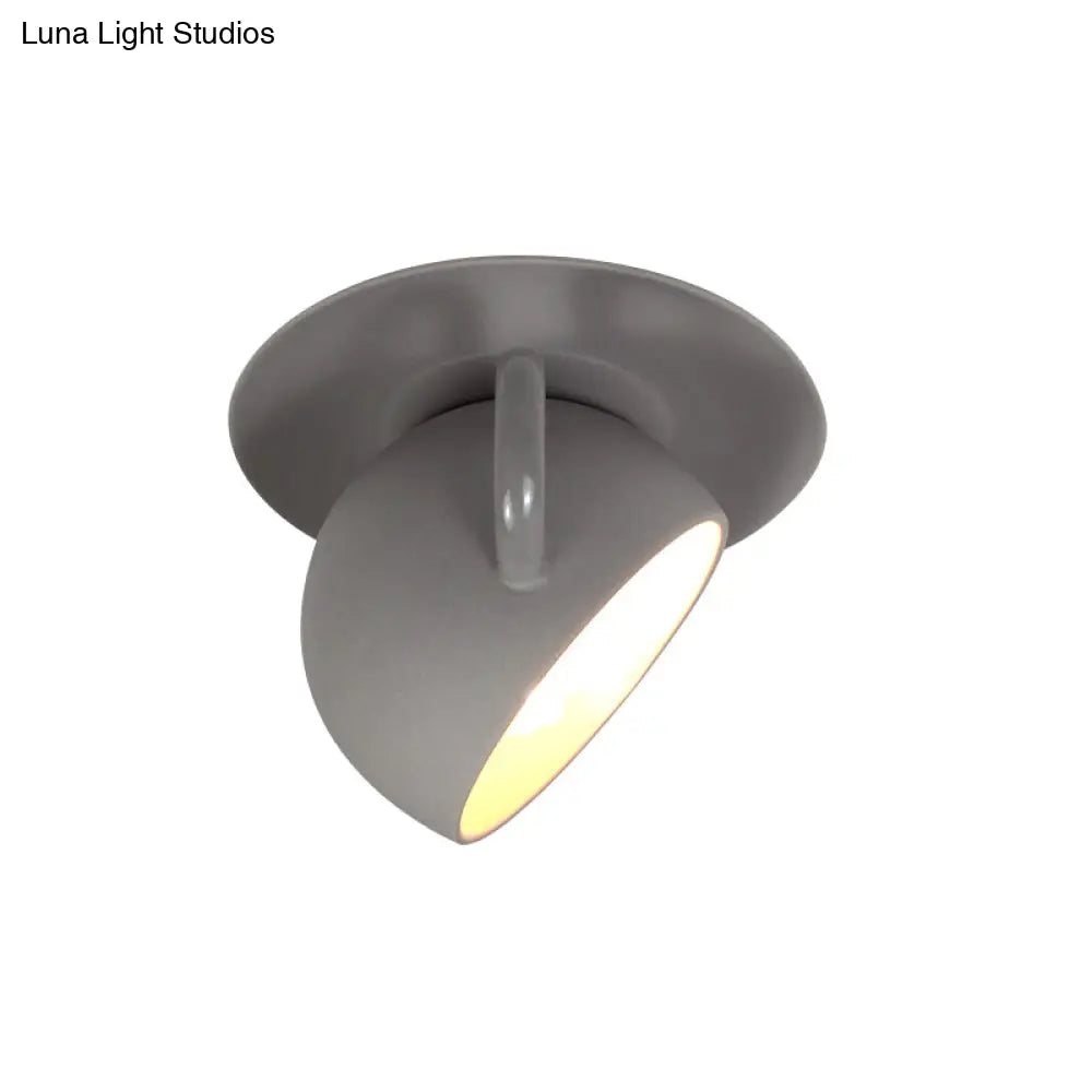 Ceramic Coffee Cup Flush Mount Ceiling Lamp - Rotatable Led Light In White/Grey/Blue