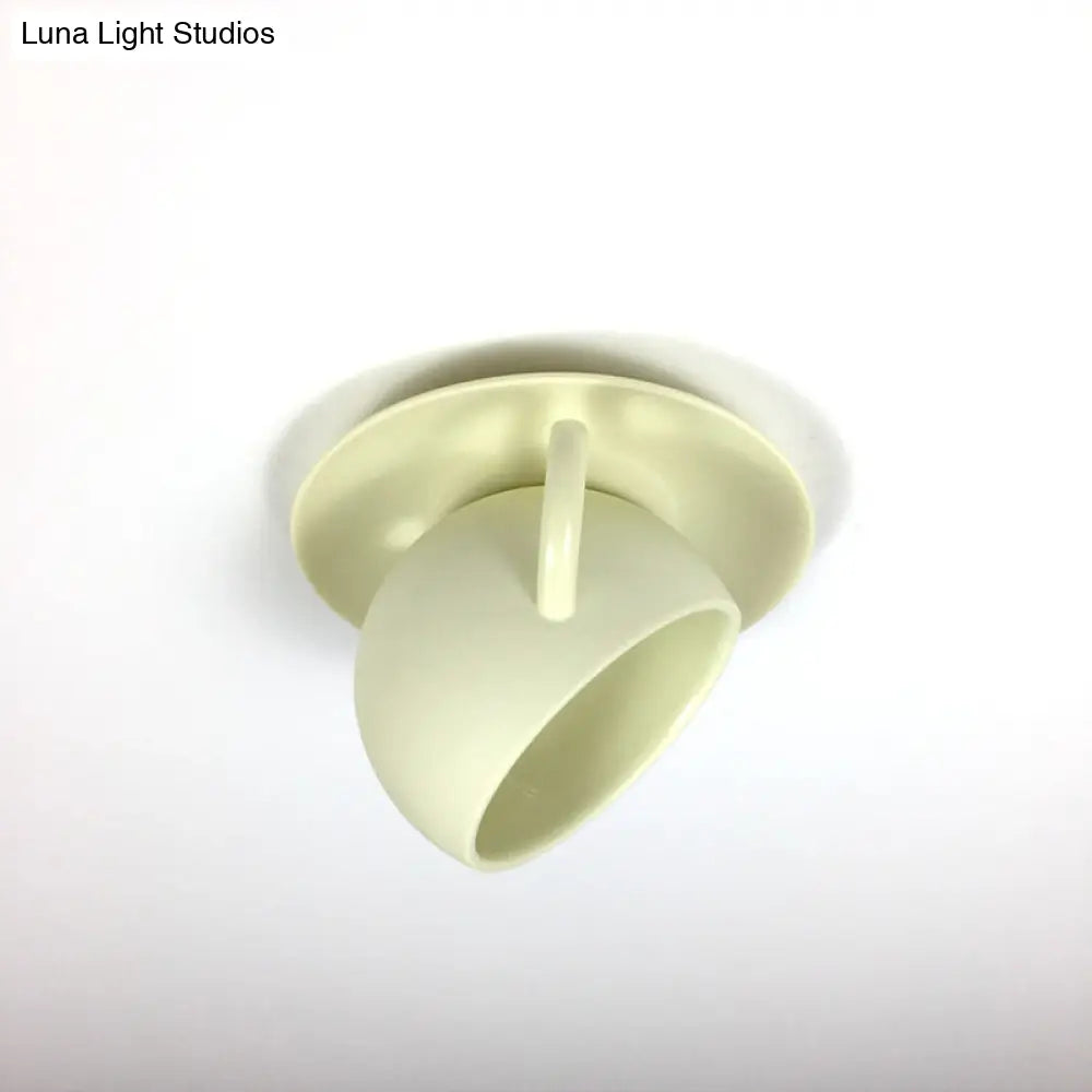 Ceramic Coffee Cup Flush Mount Ceiling Lamp - Rotatable Led Light In White/Grey/Blue