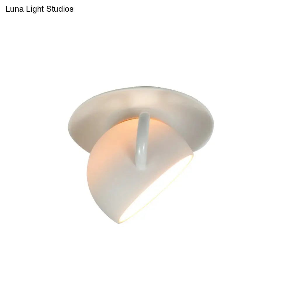 Ceramic Coffee Cup Flush Mount Ceiling Lamp - Rotatable Led Light In White/Grey/Blue