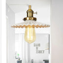 Ceramic Scalloped Edge Industrial Pendant Light With Single Bulb For Dining Rooms In Black Bronze