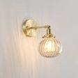 Champagne/Clear Prismatic Glass Single Sconce Gold Wall Light - Minimalist Globe Design Champagne