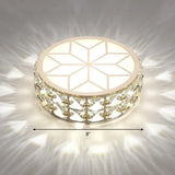 Champagne Led Crystal Embedded Round Ceiling Light - Simple Style Flush Mount For Passageway / 8’
