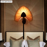 Cherry Wood Sconce Light: East Asian 1-Light Beige Wall Mount Lamp With Black Tassel Fringe