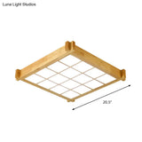 Chessboard Ceiling Flush Mount: Contemporary Natural Wood Led Light (16.5’/20.5’)