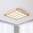 Chessboard Ceiling Flush Mount: Contemporary Natural Wood Led Light (16.5’/20.5’) / 16.5’ White