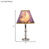 Chiara - Blue Barrel Shade Table Light: Cartoon Desk Lamp With Girl And Starry