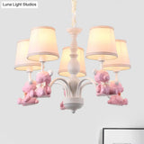 Chic Bear Hanging Ceiling Lamp - Metal And Resin Chandelier For Living Room