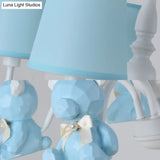 Chic Bear Hanging Ceiling Lamp - Metal And Resin Chandelier For Living Room