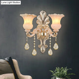 Chic Flower Shade Crystal Champagne Wall Light - Classic 1/2-Head Mounted Fixture