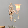 Chic Flower Shade Crystal Champagne Wall Light - Classic 1/2-Head Mounted Fixture 1 /