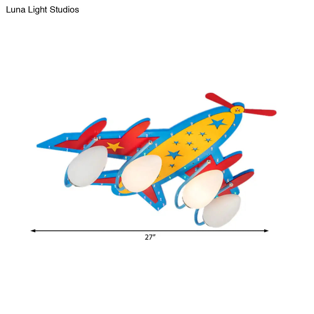 Chic Modern Flush Mount Ceiling Light Fixture With 3 Multi-Color Metal Bulbs For Kindergarten