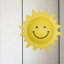 Child Bedroom Cartoon Led Wall Lamp: Yellow Sun Shape Plastic Sconce Lighting