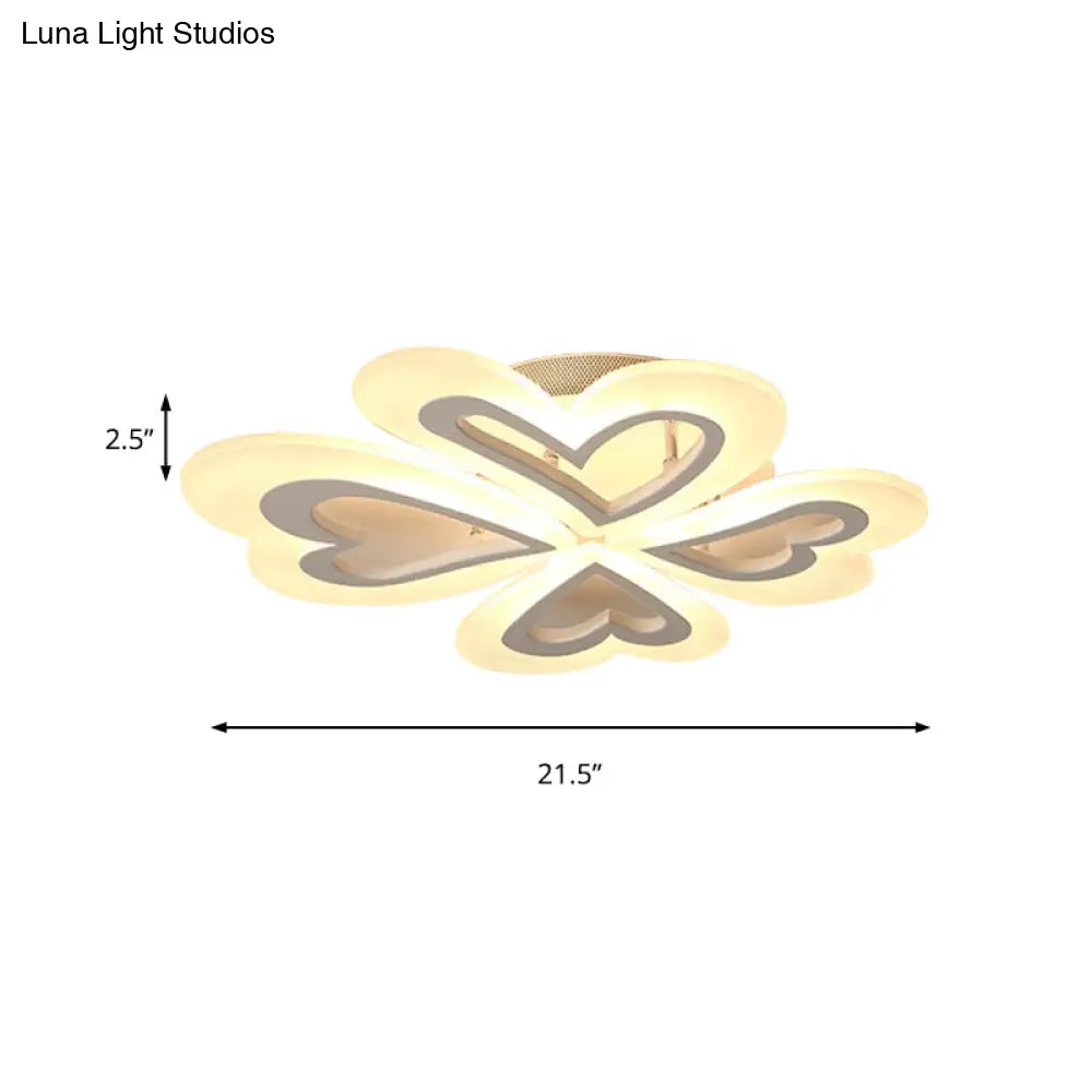 Child Bedroom Heart Petal Ceiling Light - Acrylic Flushmount Pretty & Practical
