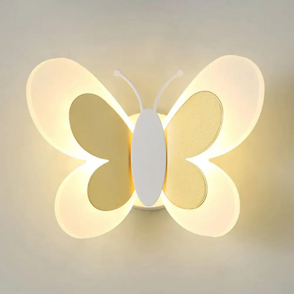 Childrens Bedroom Butterfly Wall Mounted Led Lamp - Decorative Acrylic Sconce Light Gold / Warm