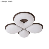 Children’s Bedroom Led Flush Mount Light Fixture In Grey/White/Coffee - Cute Flower Design