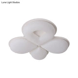 Children’s Bedroom Led Flush Mount Light Fixture In Grey/White/Coffee - Cute Flower Design