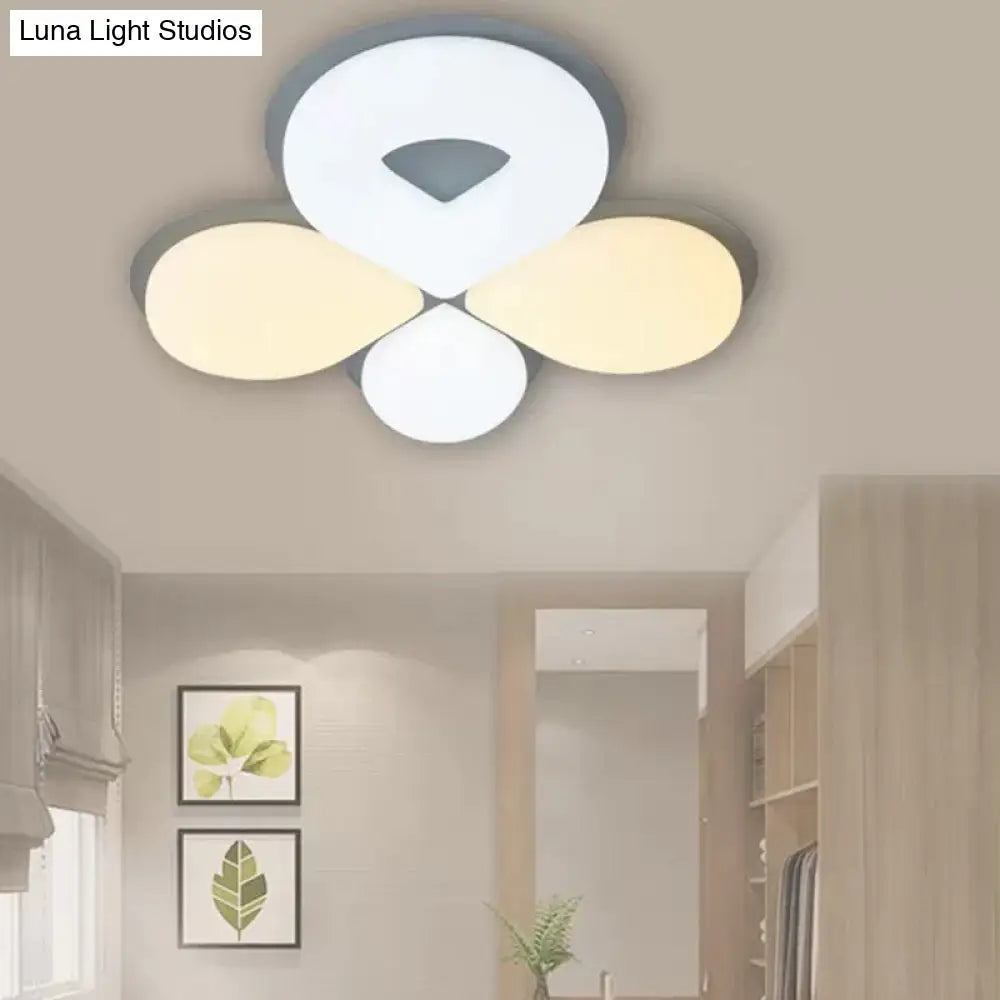 Children’s Bedroom Led Flush Mount Light Fixture In Grey/White/Coffee - Cute Flower Design