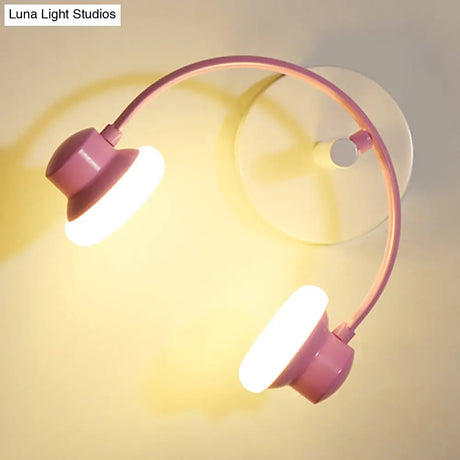Childrens Creative Headphone Wall Light Kit - Acrylic Led Sconce Lighting In Blue/Pink