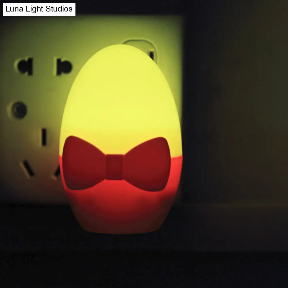Childrens Egg-Shaped Mini Night Light Wall Lamp - Plug-In Led Plastic In Yellow-Red