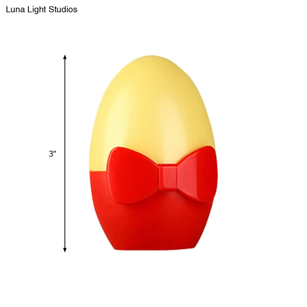 Childrens Egg-Shaped Mini Night Light Wall Lamp - Plug-In Led Plastic In Yellow-Red