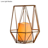 Childrens Gold Diamond/Triangle/Hexagon Battery-Powered Led Night Lamp With Iron Cage And Inner