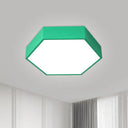 Children’s Hexagon Led Flush Ceiling Light In Macaroon Acrylic: Red/Yellow/Green Mount Lighting
