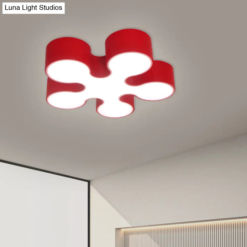 Children’s Led Blossom Ceiling Light In Blue/Red/Yellow - Acrylic Flush Mount