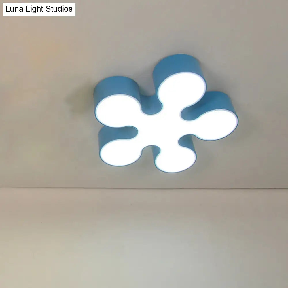 Children’s Led Blossom Ceiling Light In Blue/Red/Yellow - Acrylic Flush Mount