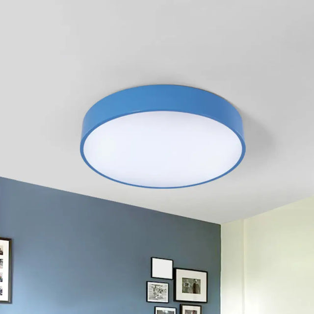 Children’s Led Ceiling Flushmount In Fun Colors: Circular Acrylic Fixture Blue