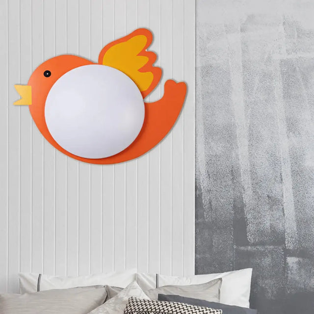 Children’s Led Ceiling Mount Light With Wooden Cartoon Pattern - Ideal For Kindergarten Orange