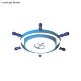 Children’s Led Flush Mount Ceiling Light - Metallic Rudder Design