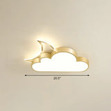 Children’s Metal Moon And Cloud Led Ceiling Fixture For Bedroom - Flush Mount Light Gold /