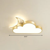 Children’s Metal Moon And Cloud Led Ceiling Fixture For Bedroom - Flush Mount Light Gold /