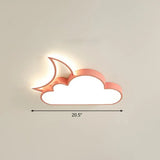 Children’s Metal Moon And Cloud Led Ceiling Fixture For Bedroom - Flush Mount Light Pink /