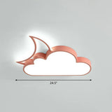 Children’s Metal Moon And Cloud Led Ceiling Fixture For Bedroom - Flush Mount Light Pink /
