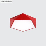 Children’s Pentagon Flushmount Led Ceiling Light Fixture In Red/Yellow/Blue Acrylic