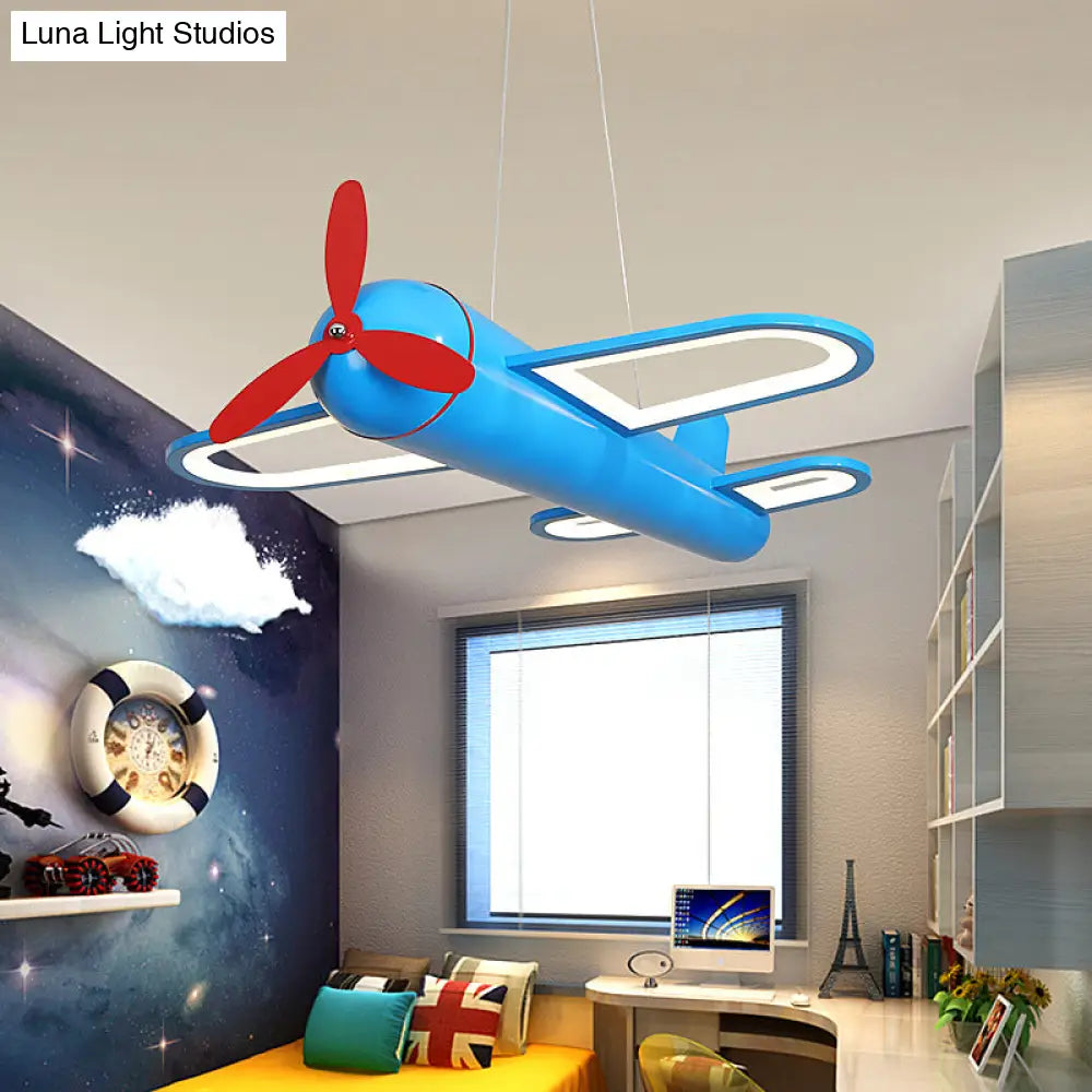 Childrens Playroom Cartoon Acrylic Propeller Jet Led Chandelier Ceiling Light