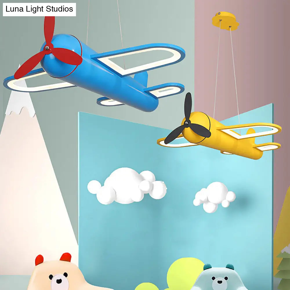 Childrens Playroom Cartoon Acrylic Propeller Jet Led Chandelier Ceiling Light