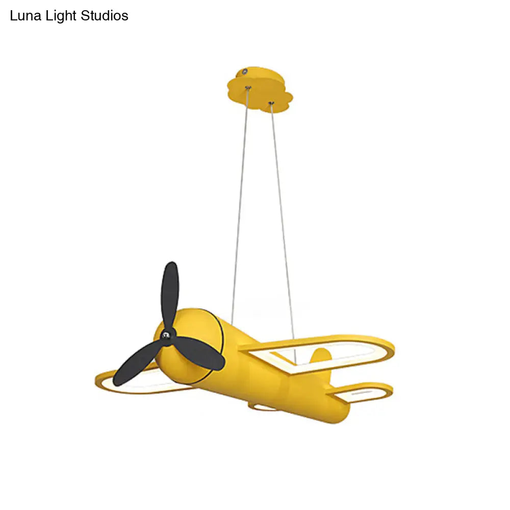 Childrens Playroom Cartoon Acrylic Propeller Jet Led Chandelier Ceiling Light