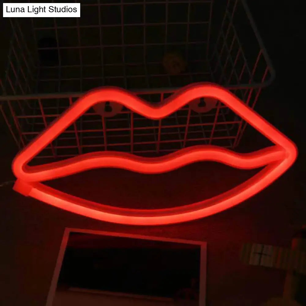 Childrens Red Lip Nightstand Light - Contemporary Led Plastic Wall Lighting For Fun And Modern Rooms