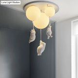 Childrens Room Cartoon Little Bear Ceiling Light - Ball Shape Flush Mount Fixture