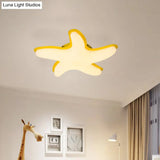 Children’s Starfish Led Nursery Ceiling Light - Grey/Pink/Yellow Flush Mount Fixture