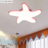 Children’s Starfish Led Nursery Ceiling Light - Grey/Pink/Yellow Flush Mount Fixture