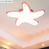 Children’s Starfish Led Nursery Ceiling Light - Grey/Pink/Yellow Flush Mount Fixture