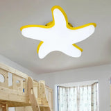 Children’s Starfish Led Nursery Ceiling Light - Grey/Pink/Yellow Flush Mount Fixture Yellow