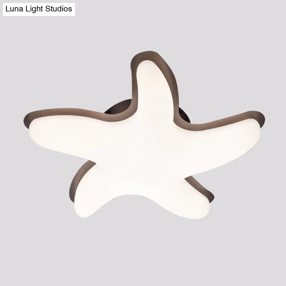 Children’s Starfish Led Nursery Ceiling Light - Grey/Pink/Yellow Flush Mount Fixture