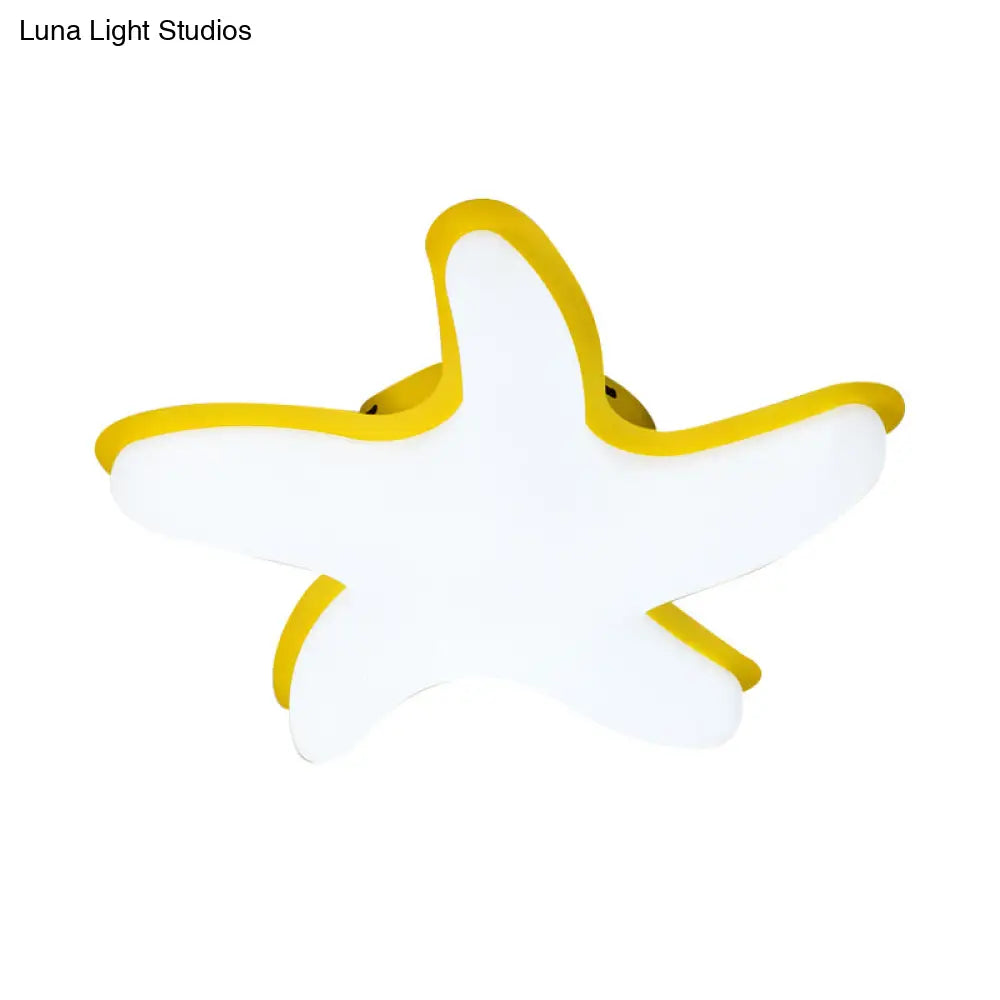 Children’s Starfish Led Nursery Ceiling Light - Grey/Pink/Yellow Flush Mount Fixture